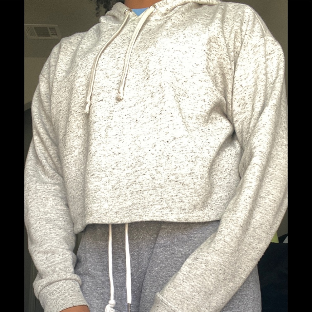 Grey crop top hoodie